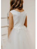 Ivory Lace Pleated Tulle Graceful Flower Girl Dress